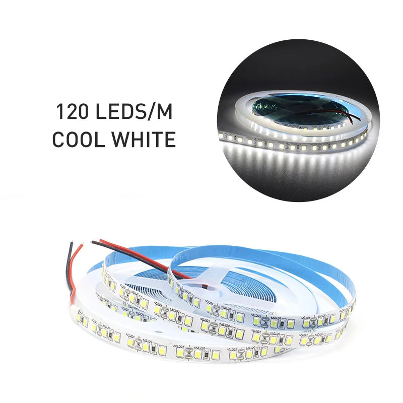 ruban led blanc chaud 120leds 240leds smd 2835 12v 3000k moderne adhésif