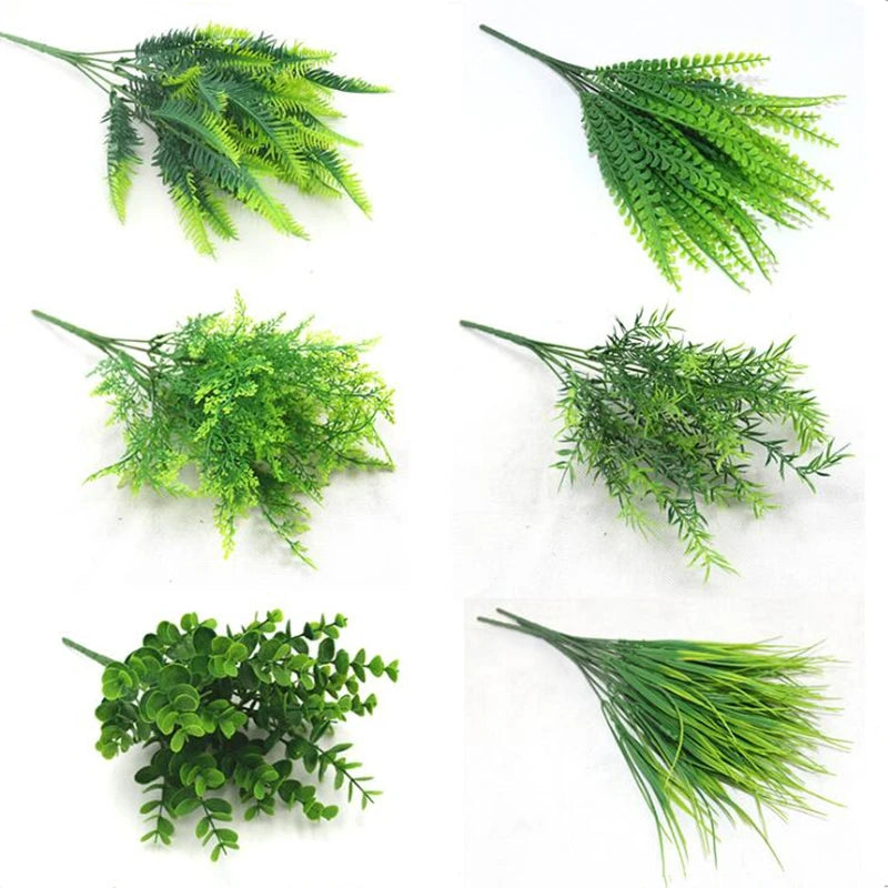 bouquet artificiel eucalyptus herbe verte mariage decoration table fleurs naturel