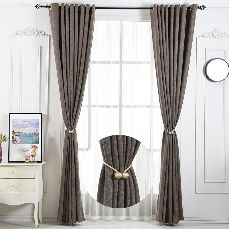 boucle rideau magnétique gris doré moderne adhésif tissu lisse opaque clip attache