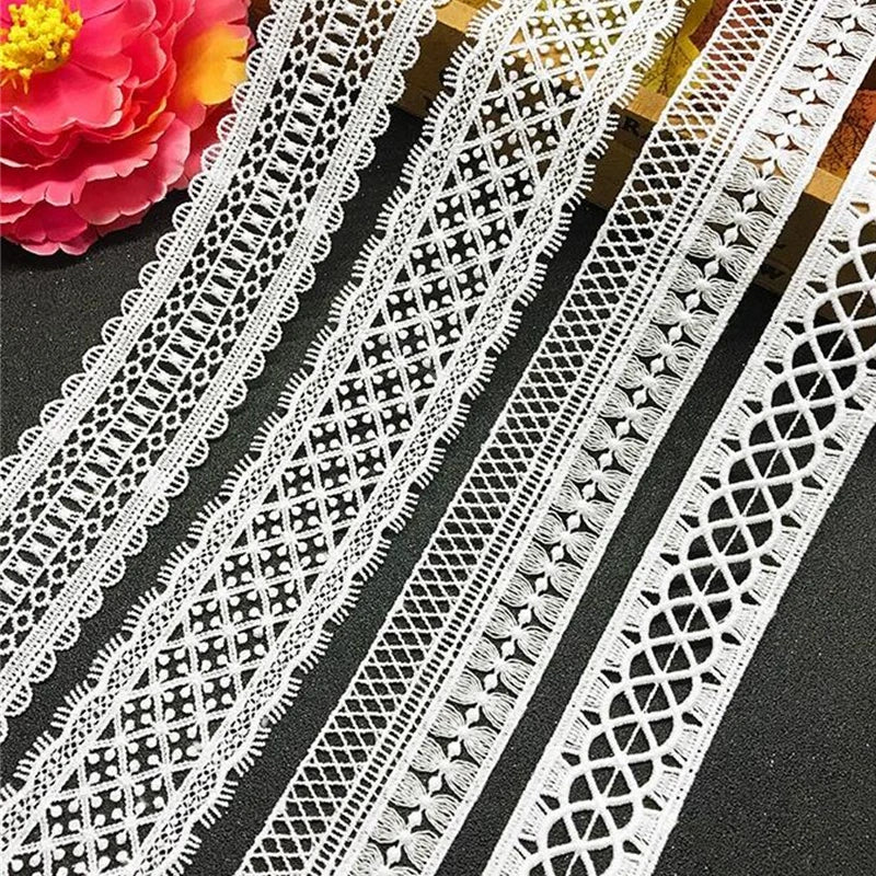 ruban dentelle géométrique blanc mariage couture applique tête lingerie decoration 3.5cm 4.5cm 5cm écologique