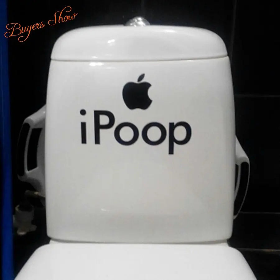 décoration salle bains autocollant toilette moderne poop vinyle blanc mat waterproof