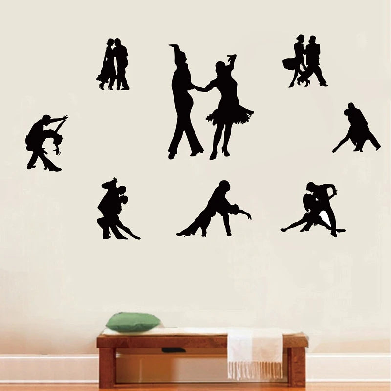 sticker mural silhouettes danseurs noir brun contour simple adhésif chambre danse