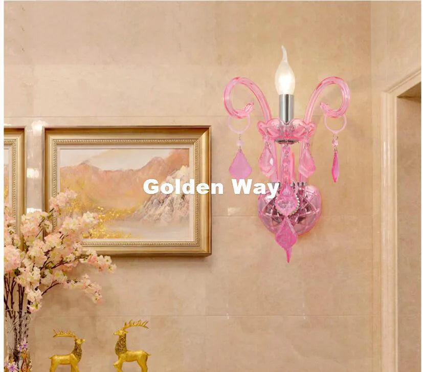 lustre rose transparent classique pendantes murale led art décorationintérieur