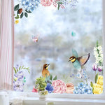 sticker mural fleurs oiseaux adhésif moderne art floral multicolore pvc résistant eau salon chambre