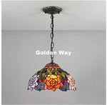 lampe suspendue tiffany multicolore fleurs géométriques opacité chaîne métal salon chambre étude