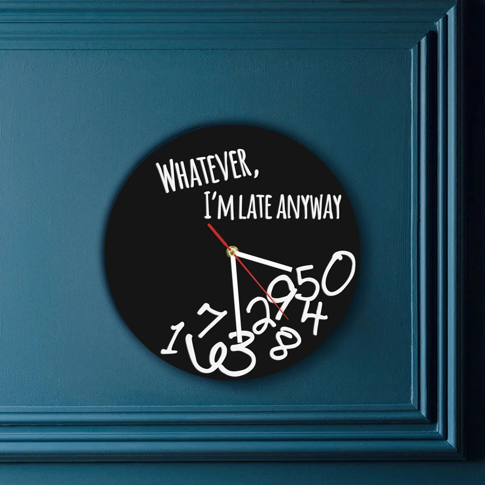 horloge murale moderne abstraite lettres chiffres blancs antique circulaire acrylic noir salon