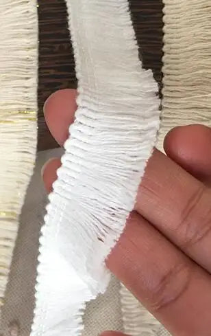 ruban franges coton blanc beige 5mètres franges opaques textile éco décoration