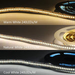 ruban led blanc chaud 120leds 240leds smd 2835 12v 3000k moderne adhésif