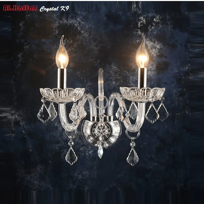 applique murale trois lumières cristal argenté classique éclairage mur fixé transparent