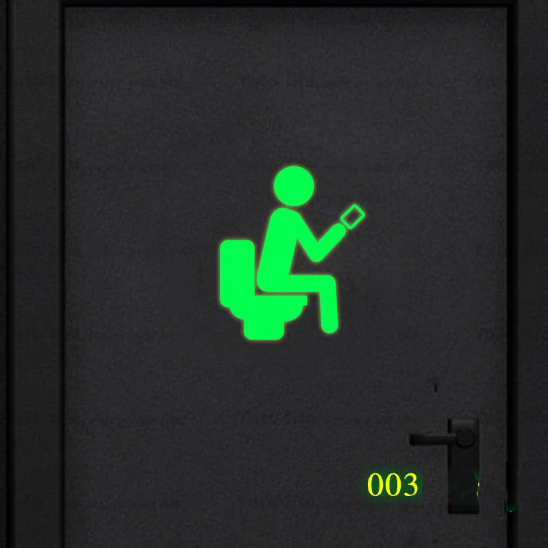 panneau lumineux autocollant toilettes silhouettes homme femme activités vert fluo minimaliste mur