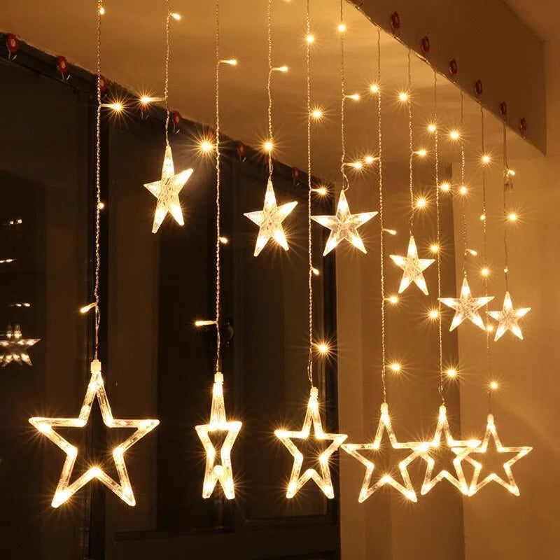 guirlande lumineuse étoiles blanc bleu moderne clips noël led 220v adaptateur électrics
