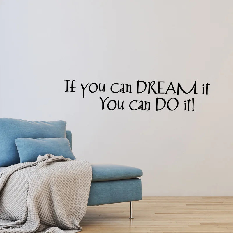 autocollant mural phrase motivante noir adhésif résistant l'eau dimension 57cm 12.5cm décoration intérieure classique