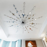 décoration murale moderne étoiles brillantes autocollants adhésifs 56 pièces doré blanc noir