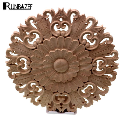 Applique fleur en bois sculpté vintage vue de face