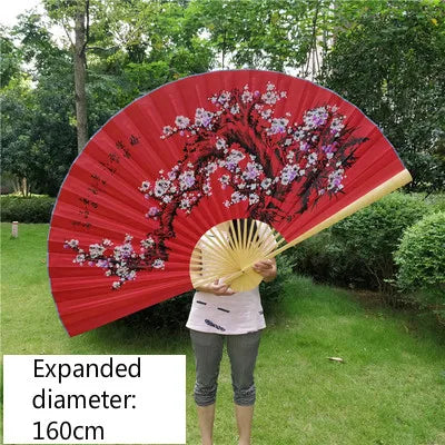 ventilateur pliant traditionnel asiatique motif floral rouge beige violet noir