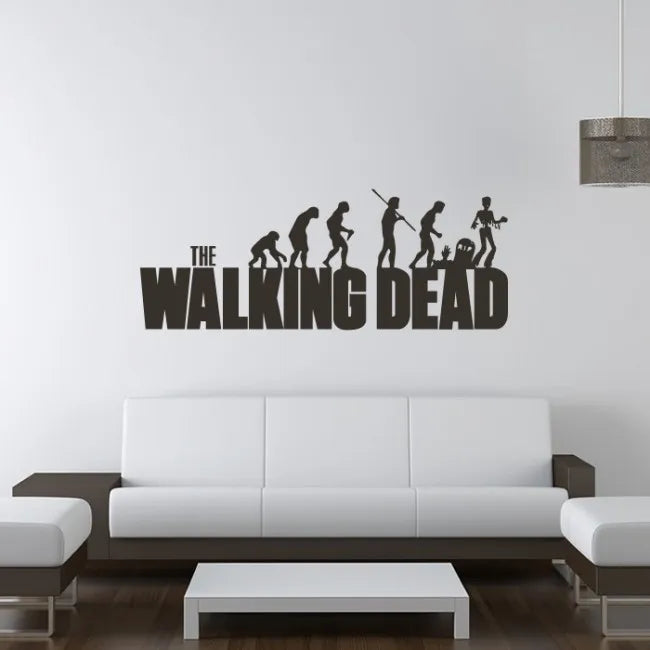 autocollant mural the walking dead évolution vinyle noir graphique moderne personnages silhouettes décoration maison