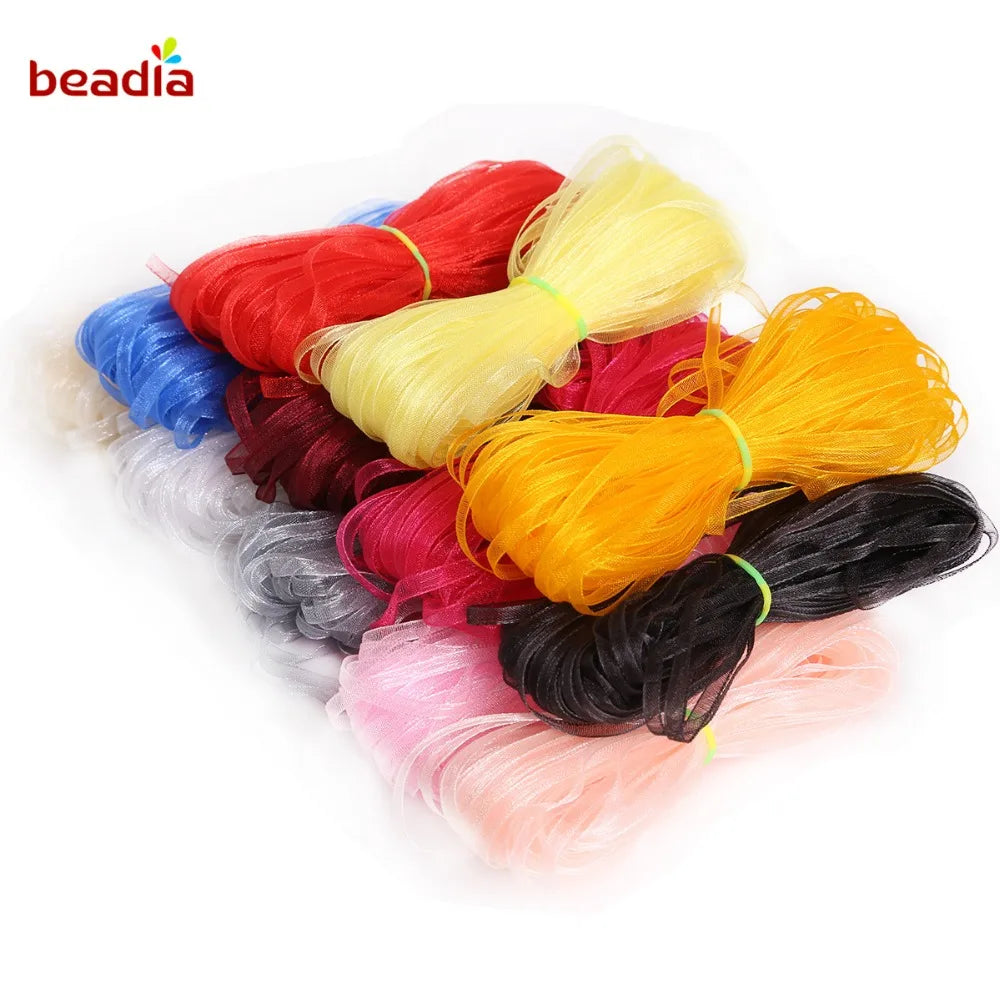 rubans organza polyester 20yards 3mm couleur unie moderne diy craft mariage decoration bleu rouge