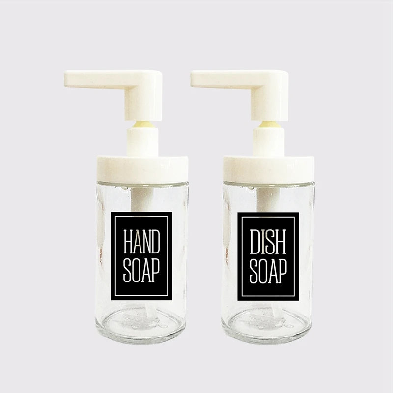 autocollant adhésif transparent distributeur savon liquide bouteille verre décoration salle bain
