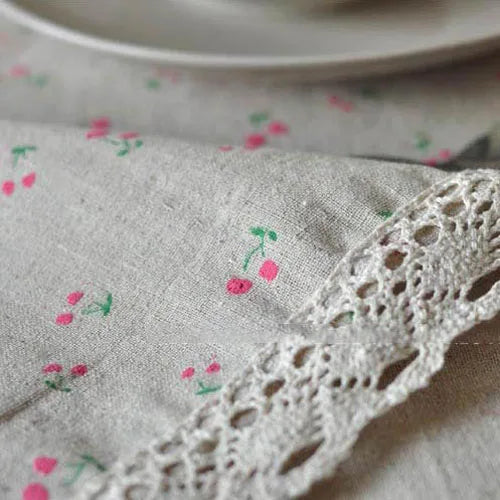 nappe lin imprimée fleurs blanches classique usage maison extérieur hiver printemps été automne mariage