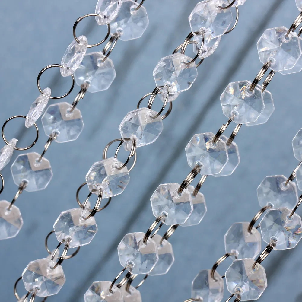 décoration mariage chaîne transparentes facettées 30m acrylique moderne DIY