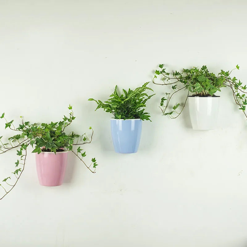 Cache pot mural suspendu moderne rose bleu clair vert blanc