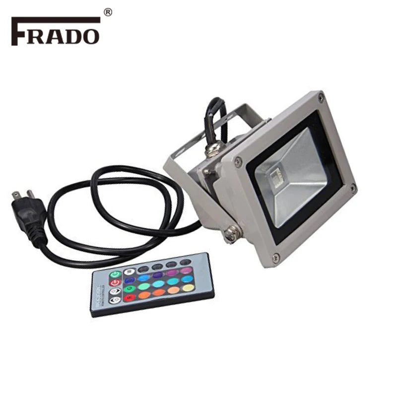 projecteur led rgb 10w ip65 acier poli moderne télécommande gris métallisé certifié rohs ccc