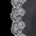 voile mariée blanc broderie florale classique bord dentelle polyester unique