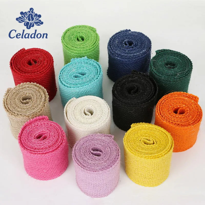 ruban jute naturel 6cm large 2mètres 12couleurs choix occasion fête mariage anniversaire noël rustic