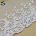 dentelle coton broderie florale 9cm large semi transparente traditionnelle blanc tricot couture bricolage garniture