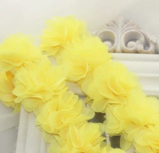 couronne fleurs tissu orange vert rouge clips décoration festive dentelle polyester coton organza