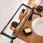 étagère murale verre or rose moderne transparente cosmétiques accessoires salle bain fixations inclusées rectangle