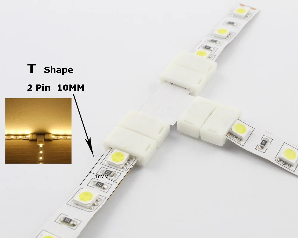 connecteur ruban led blanc plastique adhésif moderne 24v shape 8mm 10mm