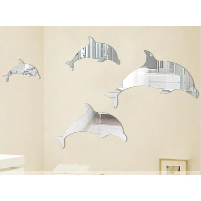 stickers muraux 3d dauphin bleu gris moderne rayures diagonales adhésif