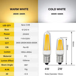 ampoule led filament blanc moderne 360 degrés 2w 4w e12 e14 50000h transparent