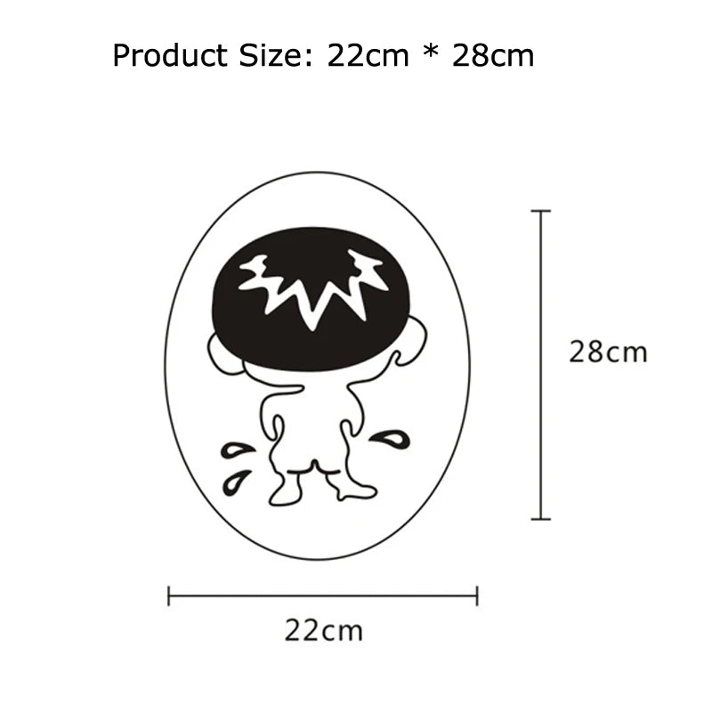 autocollant mural dessin animé personnage chapeau pointu noir blanc adhésif décoration maison toilette enfant