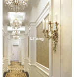 applique murale or décorative baroque quatre lumières fixée mur décoration florale classique