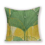 housse coussin carré motif feuilles vertes moderne zip invisible 45cm 45cm