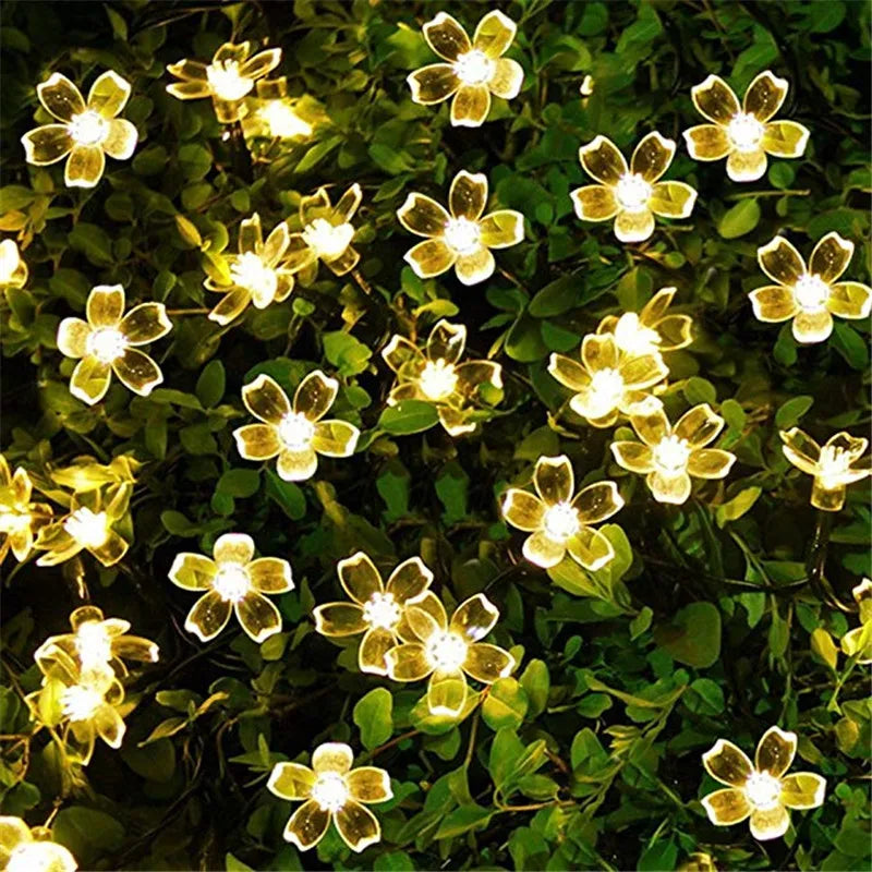 guirlandes solaires led fleurs stylisées multicolore moderne extérieur autoinstallation festive deco jardin