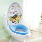 autocollant mural thème marin poissons bateau algues coraux blanc décoration salle bain facile poser
