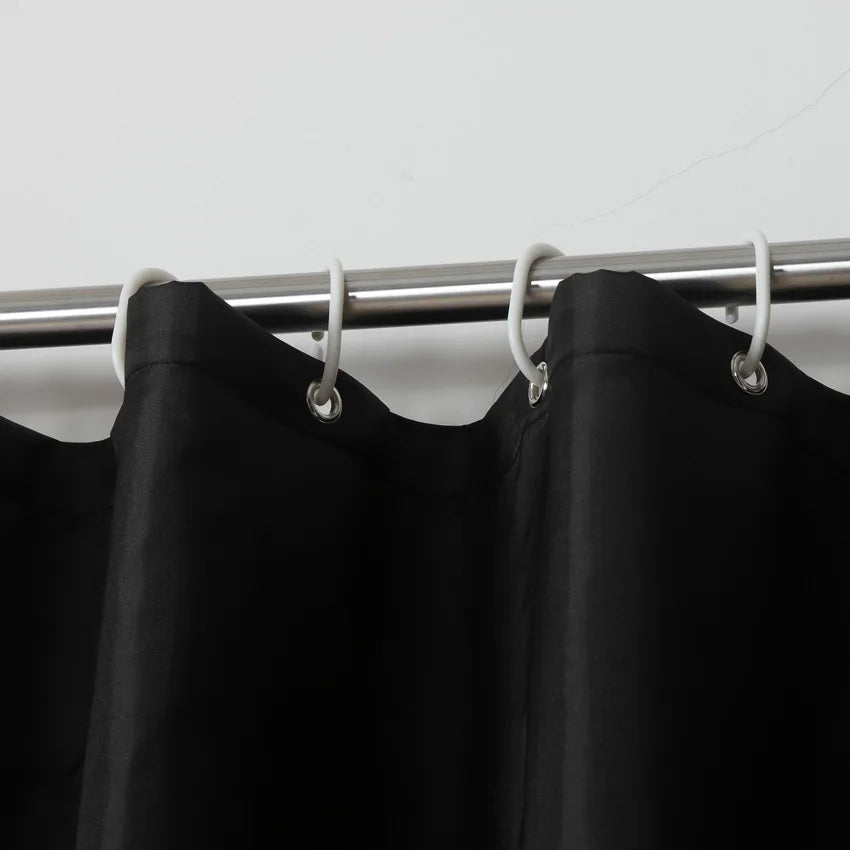 rideau douche noir uni moderne étanche 12 crochets salle bain polyester respectueux environnement
