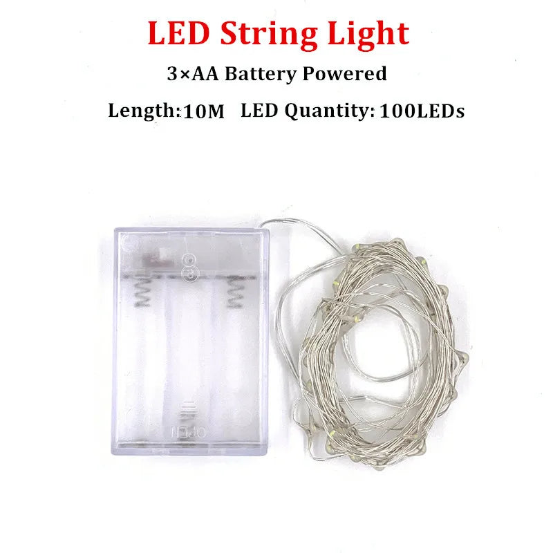 guirlande lumineuse fil cuivre led blanc multicolore moderne décoratif 100leds 10mètres rechargeable