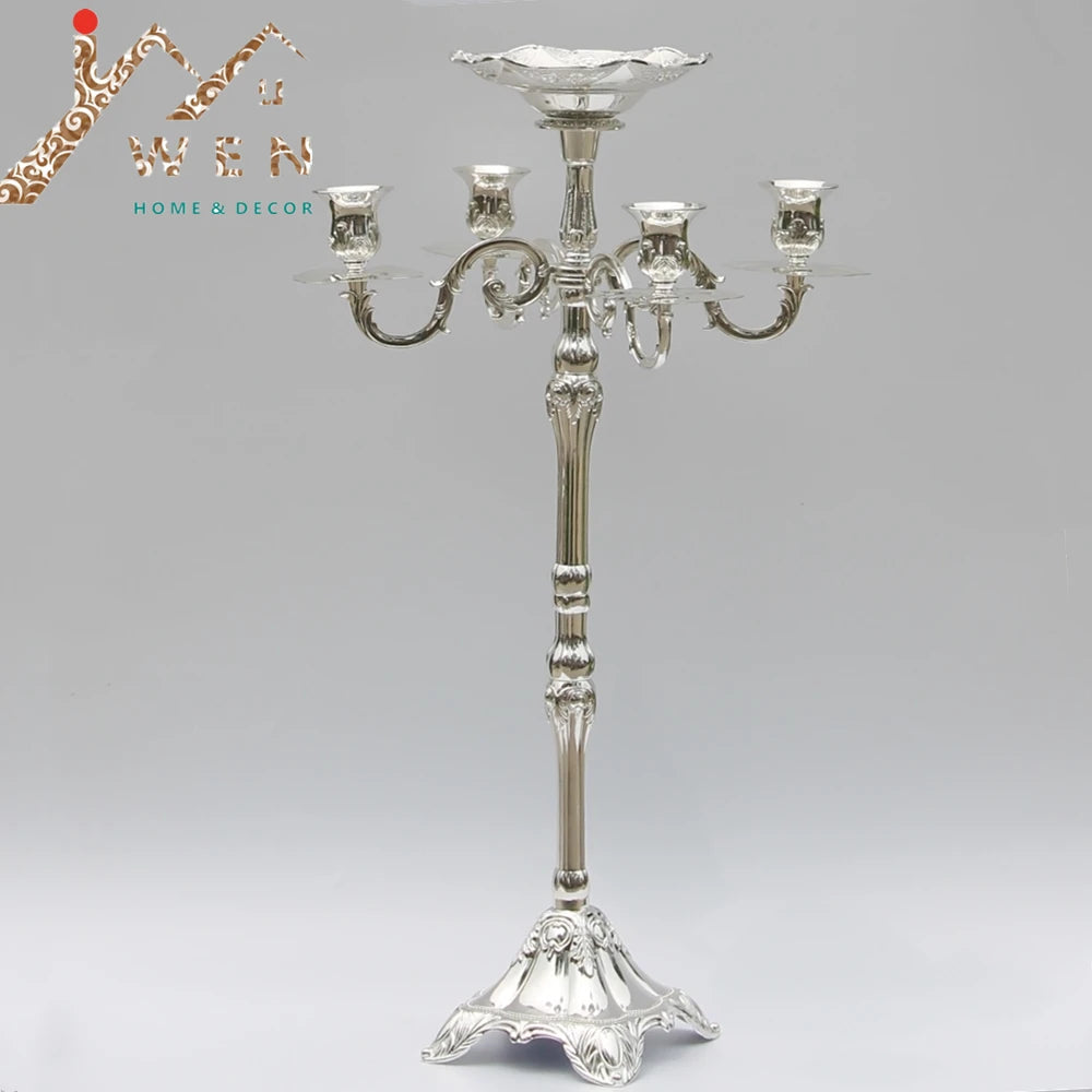 bougeoirs argent or chandeliers classiques mariage fêtes décoration élégante sculptée haute qualité