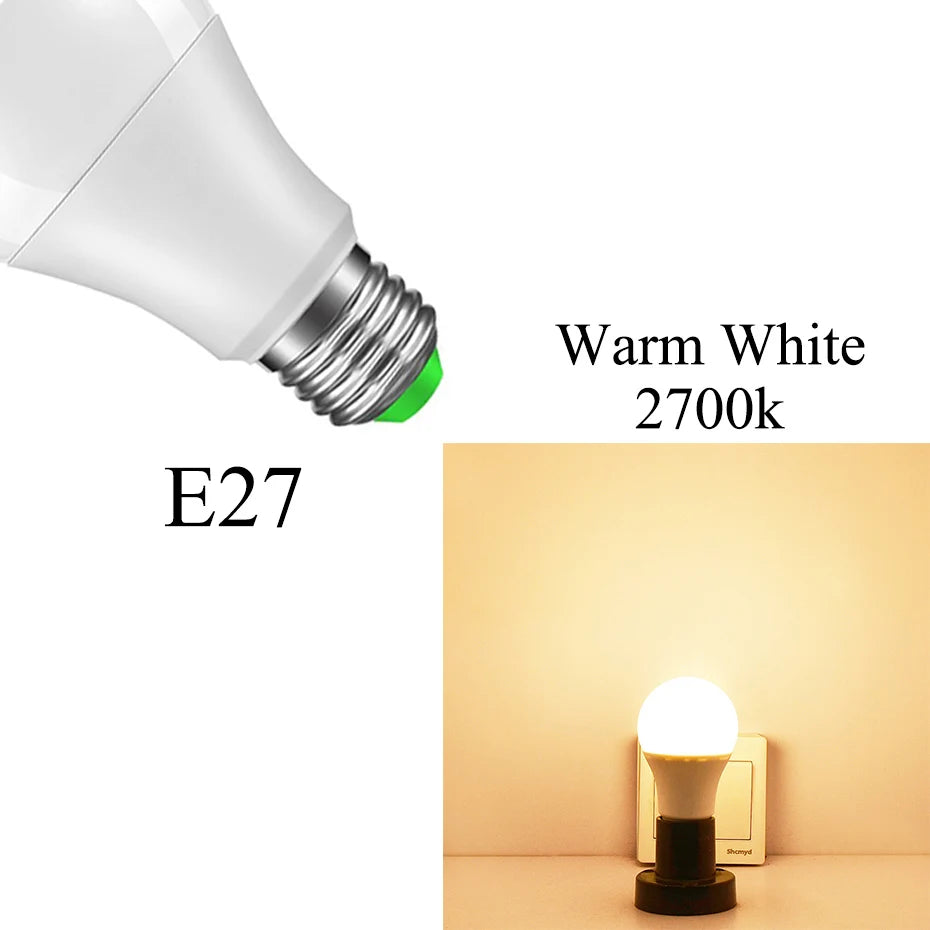 ampoule led e27 blanc moderne 9w 12w 15w sensor crépuscule veilleuse intelligente sécurité aluminium
