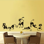 sticker mural silhouettes chats noir moderne décoration intérieure résistant eau 42cm 25cm