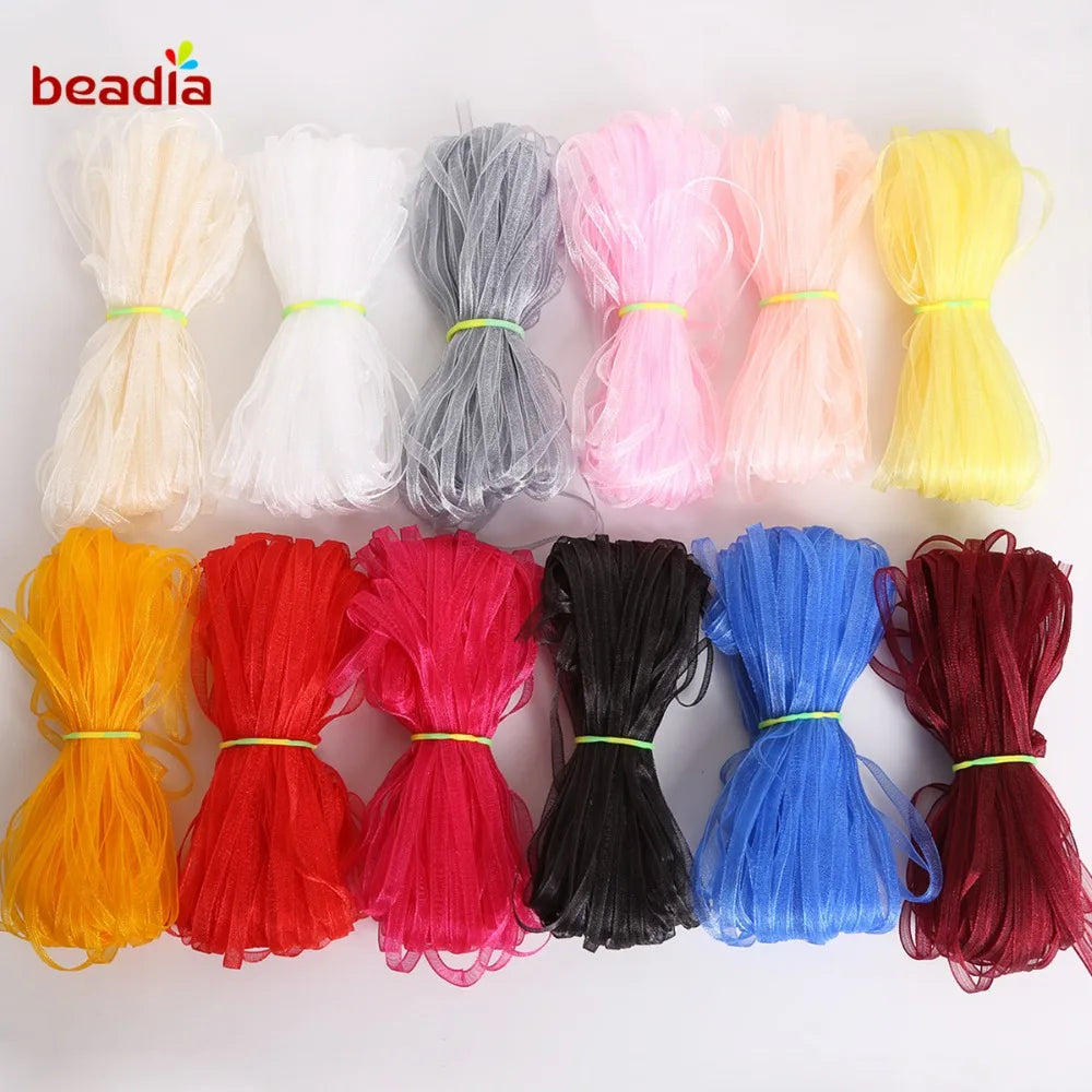 rubans organza polyester 20yards 3mm couleur unie moderne diy craft mariage decoration bleu rouge