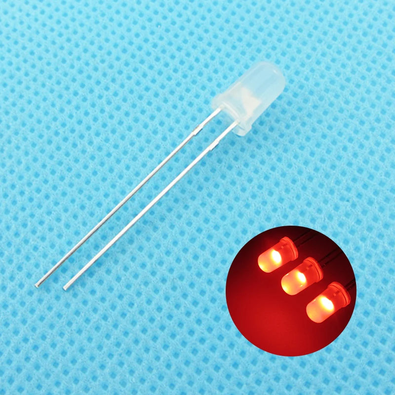 diodes led rouges diffuses 5mm ultra lumineuses kit 100 bricolage électronique