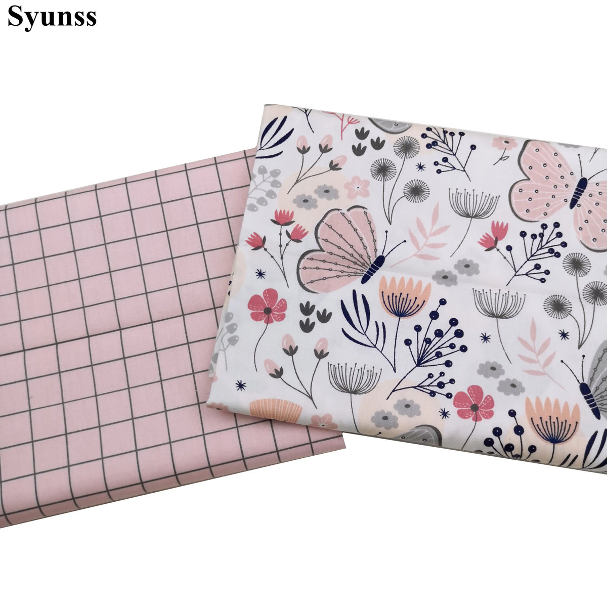 tissu coton rose papillon floral grid imprimé patchwork bricolage bébé jouet lit couverture artisanal