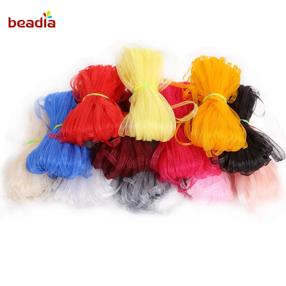 rubans organza polyester 20yards 3mm couleur unie moderne diy craft mariage decoration bleu rouge