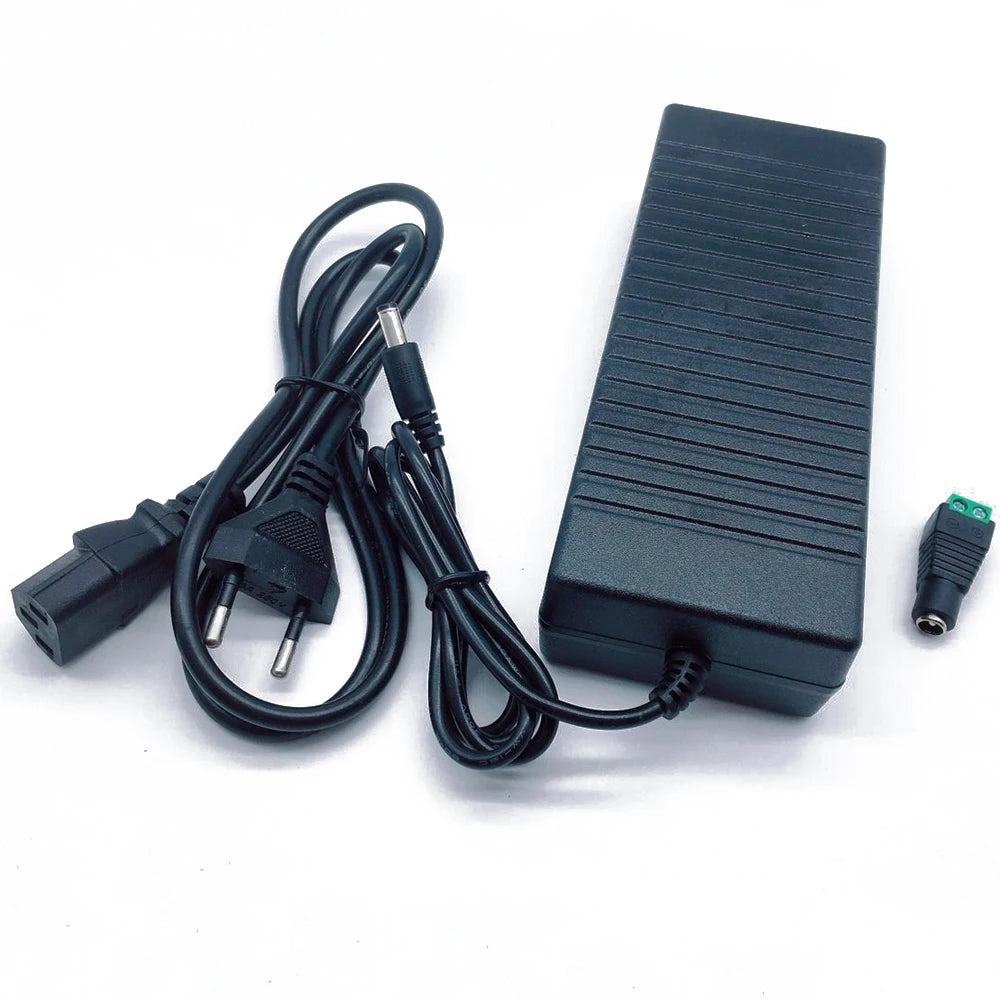 adaptateur secteur led 12v 120v 240v câble noir texture mat classique prise standard