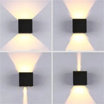 lumière murale led moderne 6w 12w noir blanc verre trempé ip65extérieur adjustable